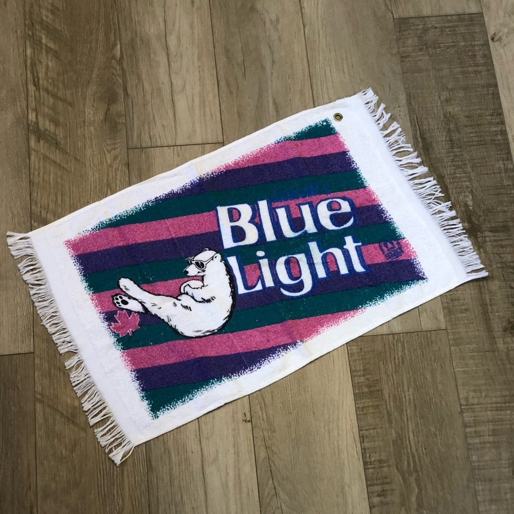 Vintage Labatt's Blue Light Beer Polar Bear Golf Towel with Brass Grommet
